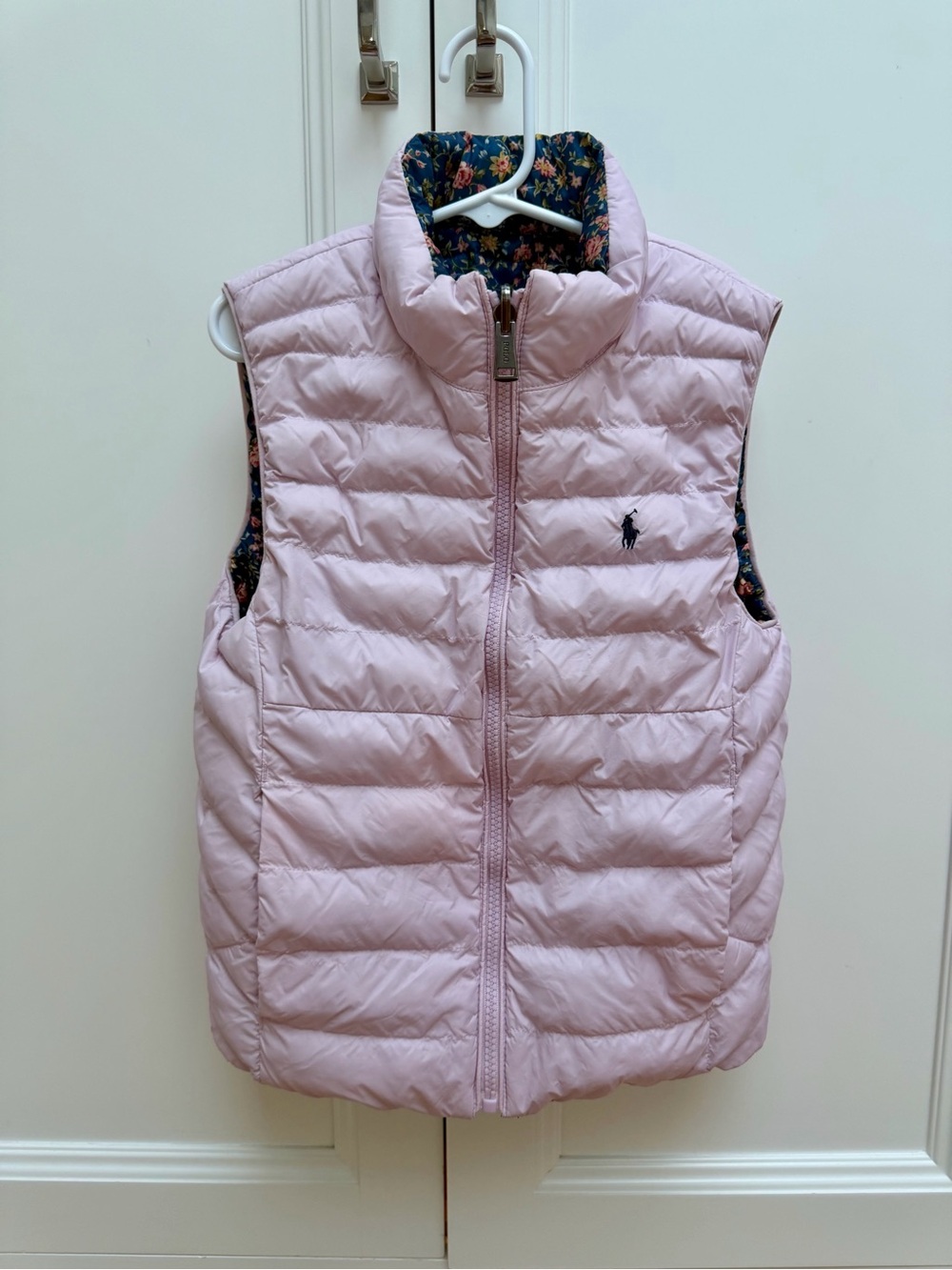 Polo Ralph Lauren Girls Reversible Puffer Vest Pink Floral Size 7